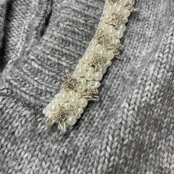 Anthropologie Maeve Embellished hat hat new gray pearl one size - Picture 5 of 6